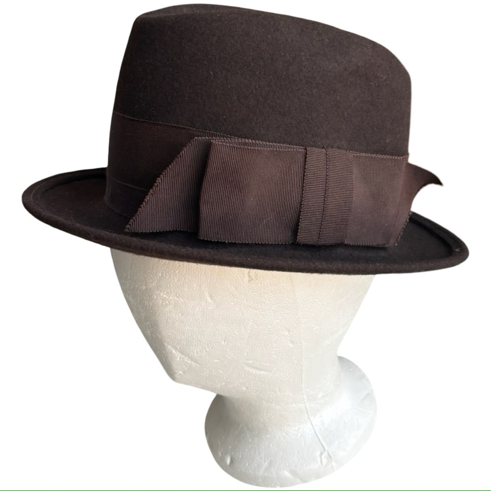 Neumann Endler Fair Field Felts Brown Wool Fedora Hat Vintage - 21.5” - Picture 7 of 8